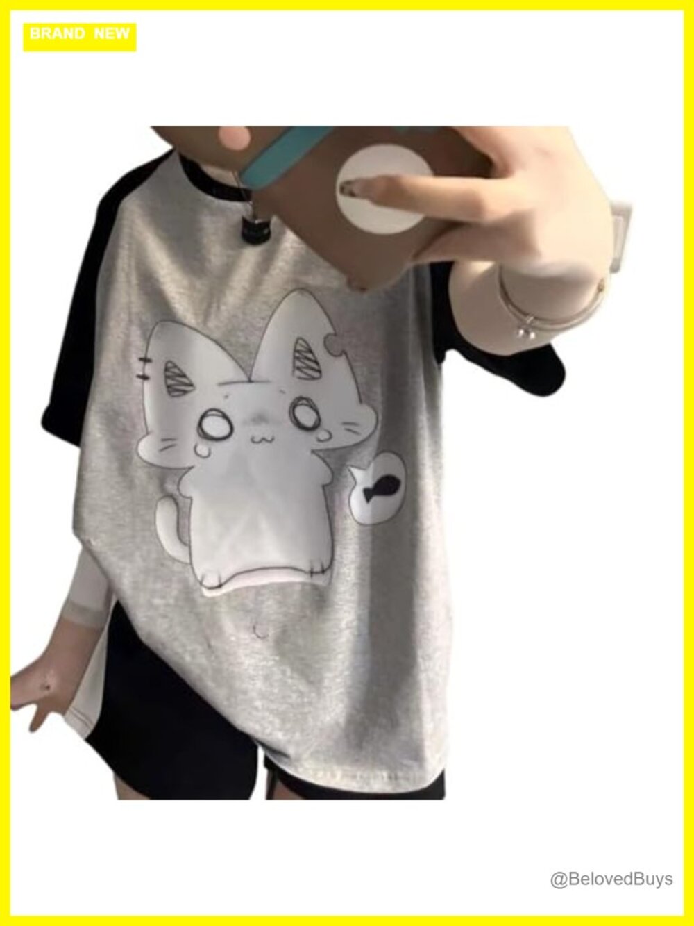 Oversized Kawaii Anime Graphic Tee Half Sleeve Streetwear Y2K Pastel Goth